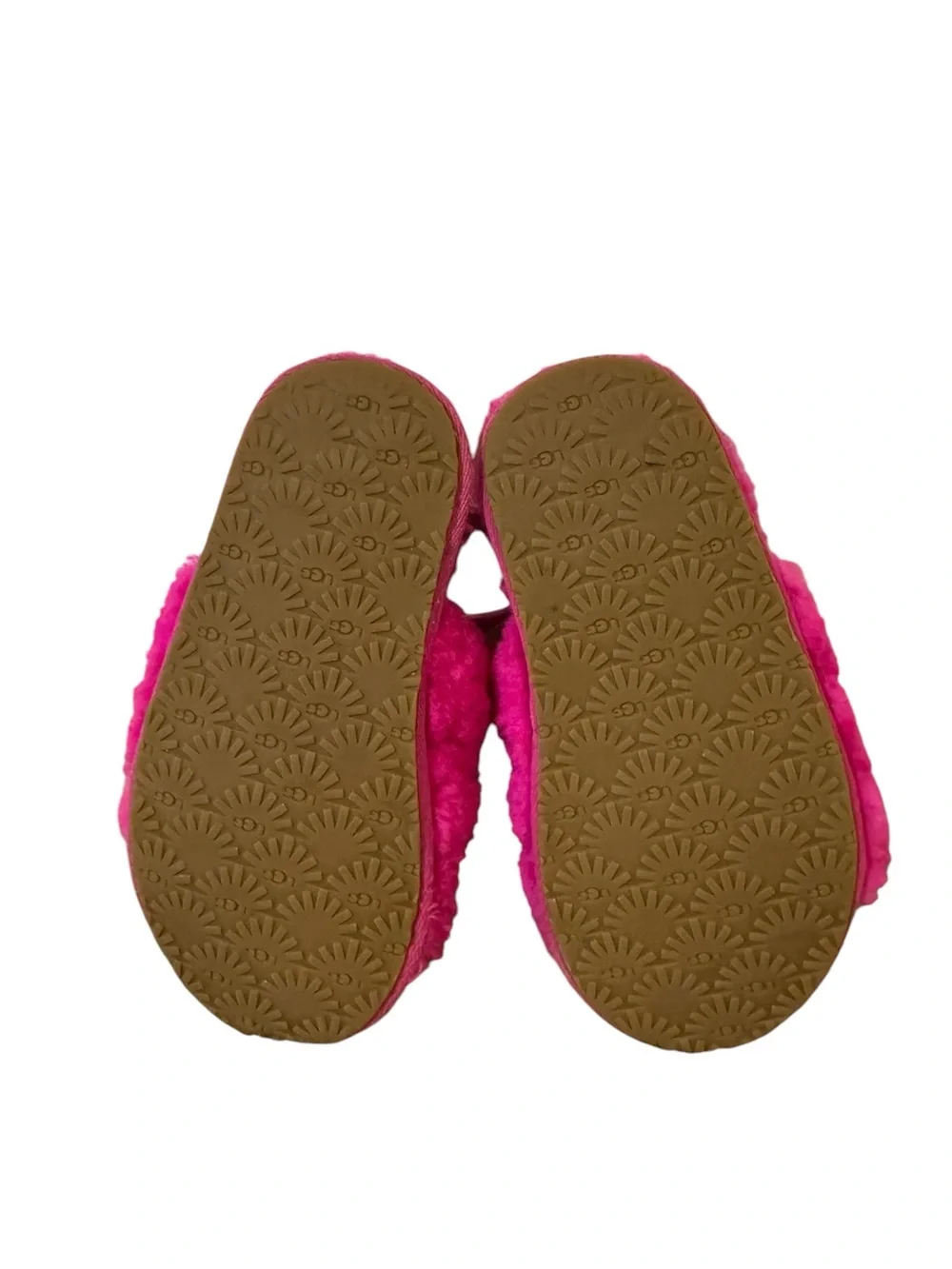 UGG Kids Hot Pink Fuzzy Slides with Branded Strap
